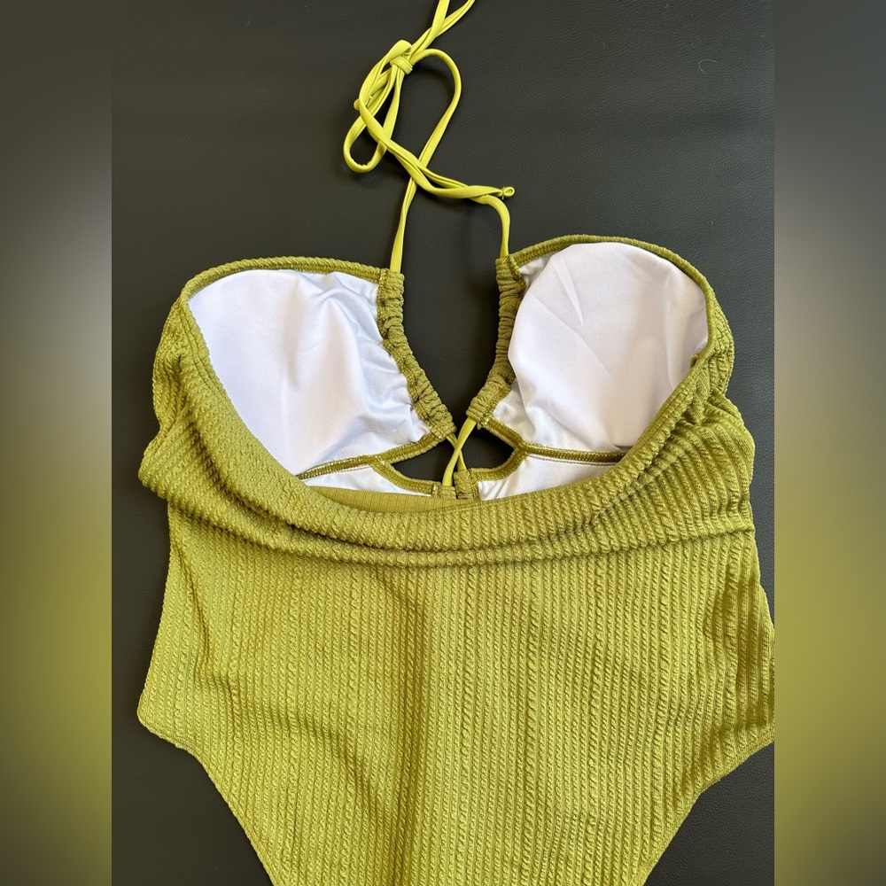 New Olive Green One Piece Swimsuit. Flattering Fit. XL rt $55 NWOT - Picture 6 of 6